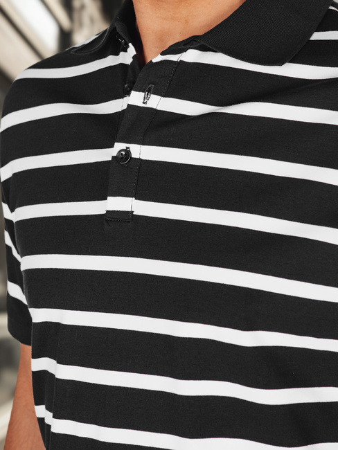 Gestreiftes Herren-Poloshirt schwarz Dstreet PX0636