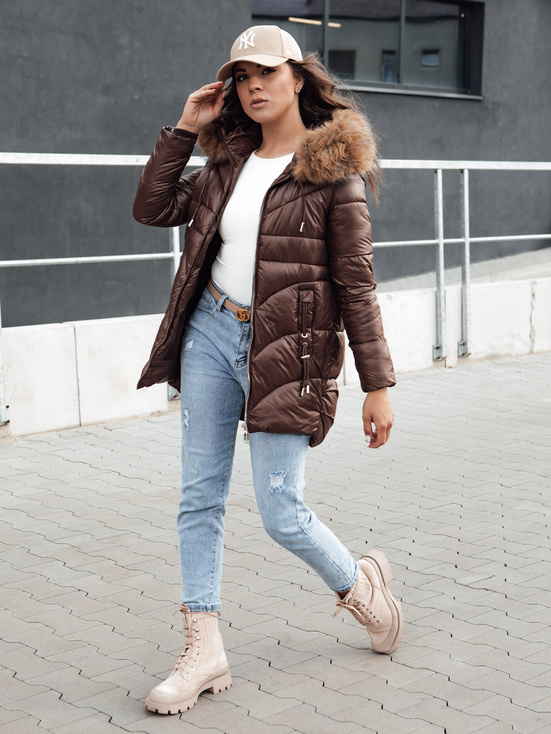 Damen Winterjacke mit Kapuze WINTERCHIC coffee Dstreet TY4458