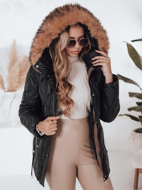 Damen Winterjacke LUMORE gesteppt mit Kapuze schwarz Dstreet TY4723