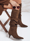 Damenstiefel mit Crinkle Schaft Wildleder camel Dstreet ZY1124