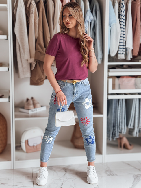 Damen Denim Slim Fit Hose mit Blumen ARTJEANS blau Dstreet UY2446