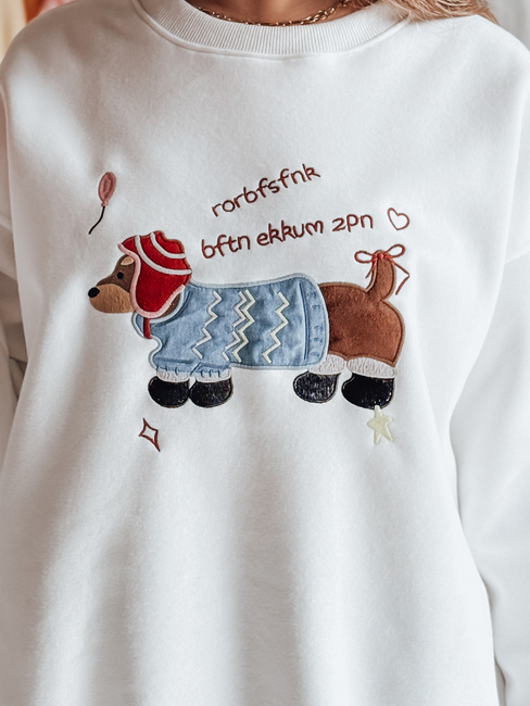 Damen Sweatshirt in Übergröße mit Stickerei DOGSWEETY weiß Dstreet BY1478