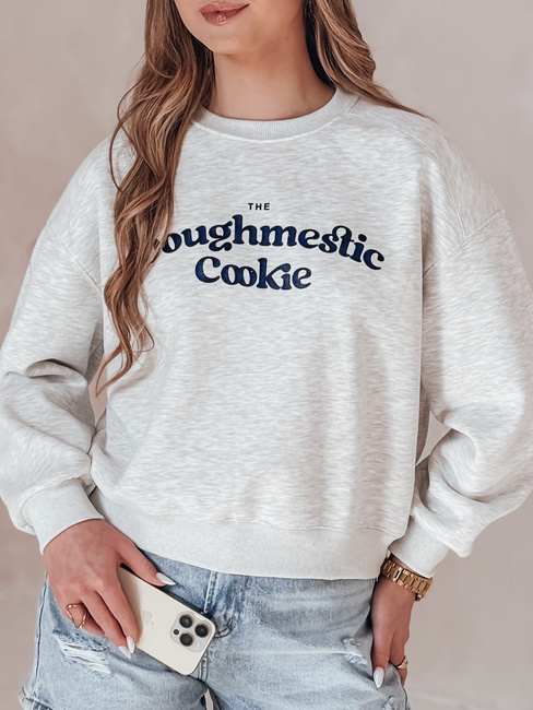 Damen Sweatshirt in Übergröße mit COOKIES Druck hellgrau Dstreet BY1444
