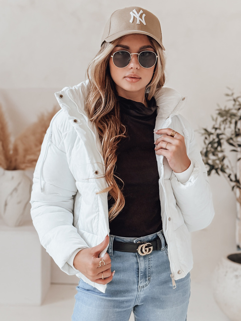 Damen SNOWLIKE gesteppte Winterjacke mit Kapuze weiß Dstreet TY4932