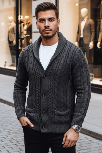 Herren Strickjacke Dunkelgrau Dstreet WX1891