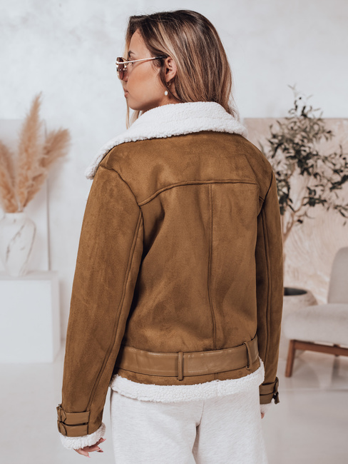 Damen LEVERINO Wildlederjacke mit Schafsfell camel Dstreet TY4733