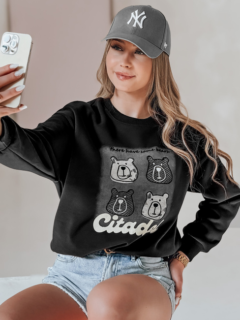 Damen Sweatshirt in Übergröße mit Teddybären MISOBEARS schwarz Dstreet BY1437