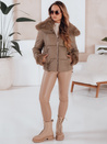 Kurze Damen Steppjacke mit Fell Dstreet camel TY5069