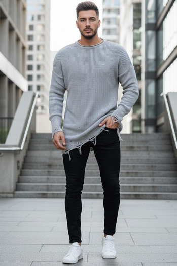 Herren Winterpullover Farbe Hellgrau DSTREET WX1963