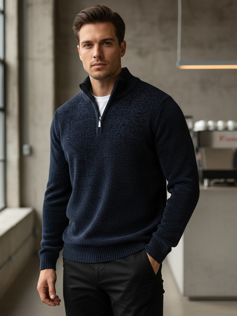 Herren Pullover mit Stehkragen navy blau Dstreet WX2349