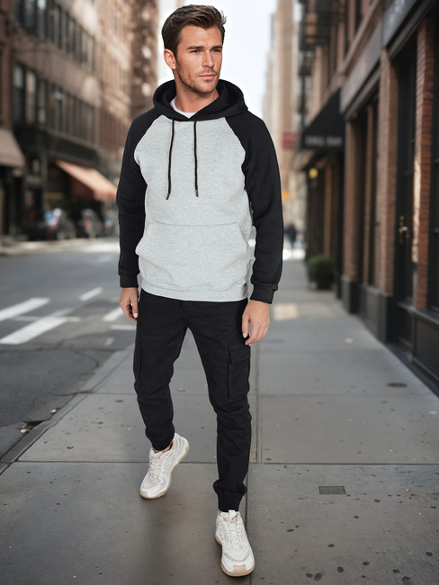 Herren Basic-Kapuzenpullover grau Dstreet BX5892