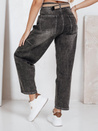 Damen Jeans mit weitem Bein und Gürtel schwarz Dstreet UY2744