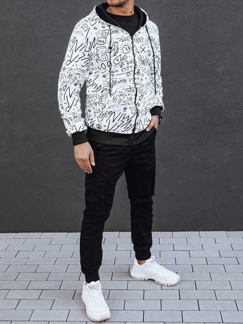 Herren Kapuzenpulli mit Reißverschluss weiß Dstreet BX5811