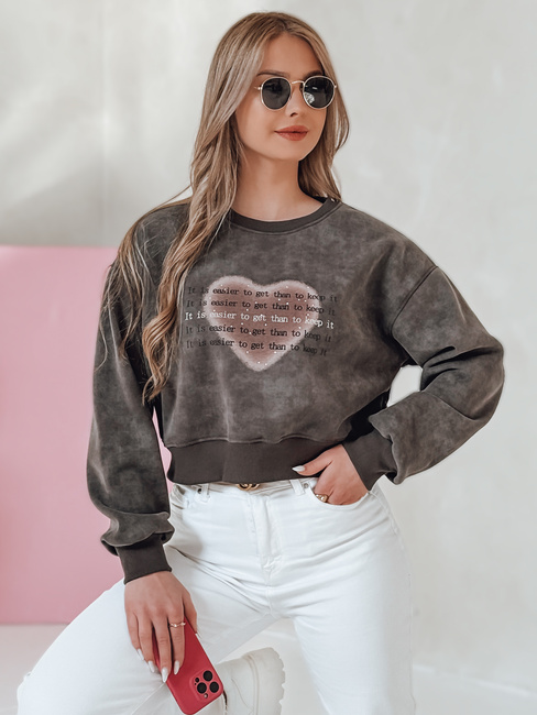 Damen Übergröße Tie-Dye-Sweatshirt mit Herz DESSER graphite Dstreet BY1464