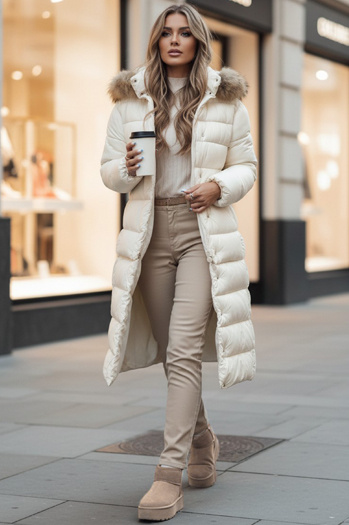 Damen Steppwinterjacke mit Kapuze CROMBILA weiß Dstreet TY4101z