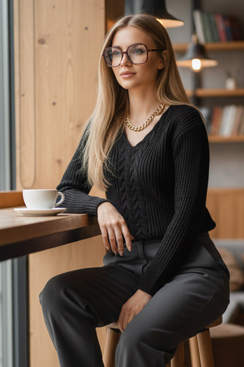 Damen Lange Pullover CANDIS Farbe Schwarz DSTREET MY1806