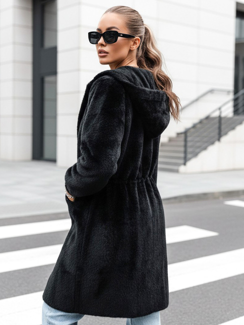 Langer Damenmantel mit Kapuze MELBY schwarz Dstreet NY0671