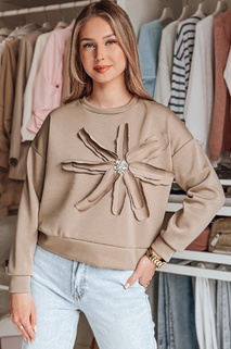 Damen Sweatshirt in Übergröße mit Blume PETITKA mokka Dstreet BY1386