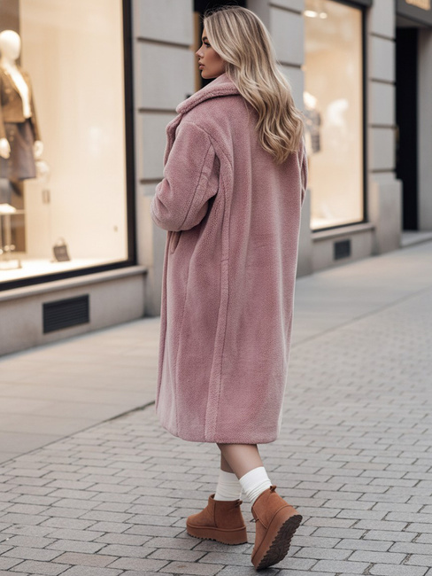 Damen Wintermantel LUXERII langer Pelzmantel rosa Dstreet TY4689z