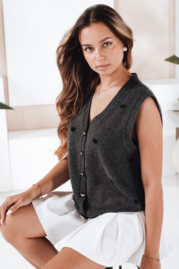 Ärmelloser Damen-Pullover dunkelgrau Dstreet MY2521