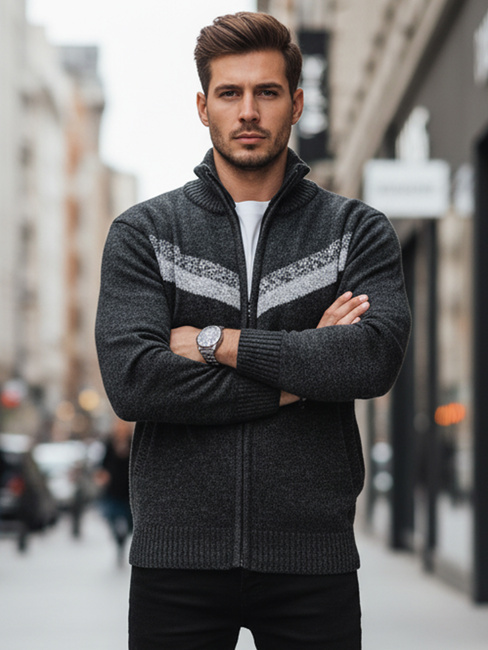 Herren Pullover ohne Knöpfe dunkelgrau Dstreet WX2260z