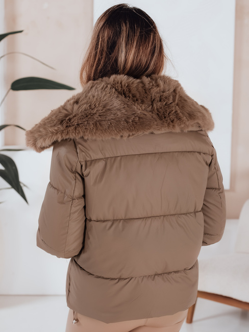 Kurze Damen Steppjacke mit Fell Dstreet camel TY5069