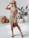 GLAMMID Gestreiftes Midikleid in dunklem Beige Dstreet EY2603