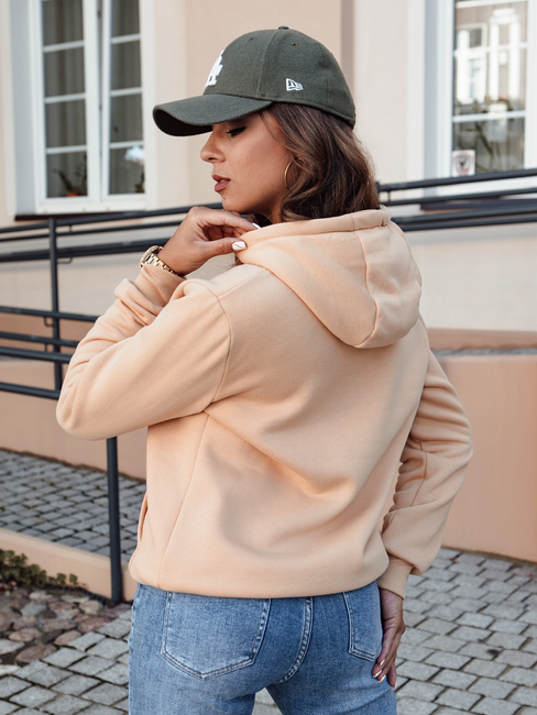 Damen BASIC Sweatshirt mit Kapuze in camel Dstreet BY1330