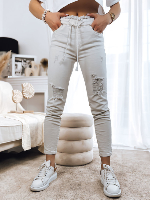 Damen Jeans mit Löchern MAYO Farbe Hellbeige DSTREET UY1378