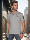 Herren Poloshirt mit Patches grau Dstreet PX0633