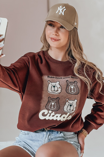 Damen Sweatshirt in Übergröße mit Teddybären MISOBEARS burgunderrot Dstreet BY1434