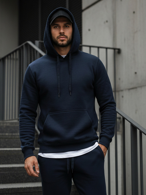 Herren Kapuzenpullover Dunkelblau BX3001