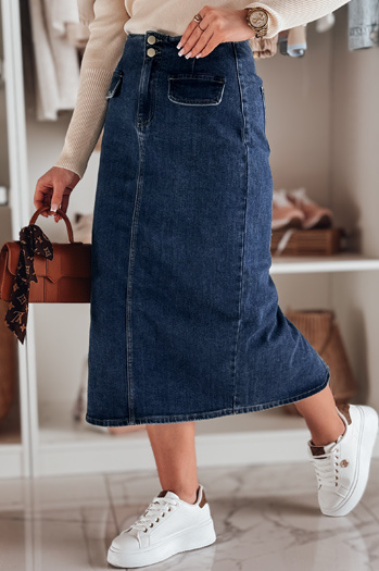 Damen Denim Midirock mit Schlitz BLUEVIC blau Dstreet CY0486