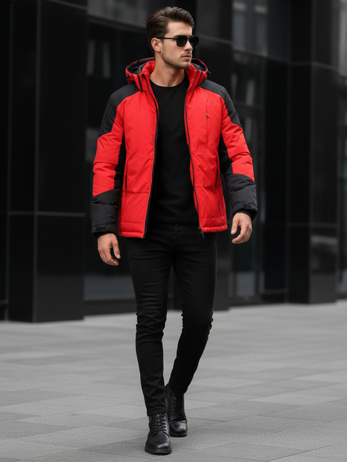Herren Winterjacke mit Kapuze rot Dstreet TX5121