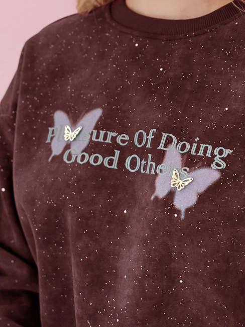 Damen Sweatshirt in Übergröße mit Schmetterling SPARKI burgund Dstreet BY1405