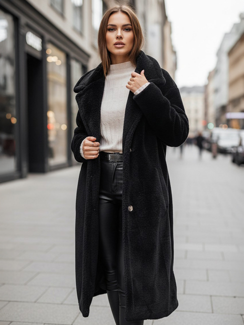 Damen Wintermantel Teddyfell lang schwarz Dstreet NY0760z