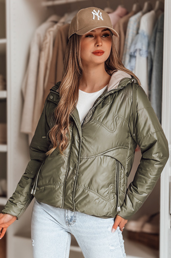 Damen Übergangs-Steppjacke mit Kapuze NIVESSO grün Dstreet TY4857