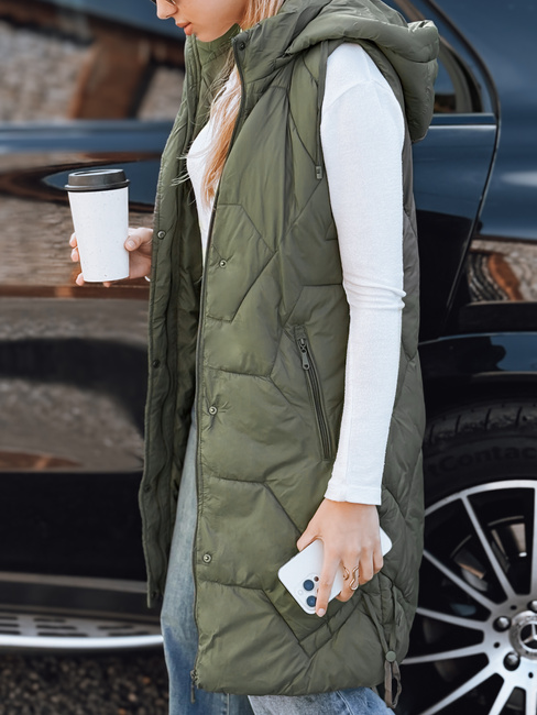 Kamizelka damska długa pikowana zielona Dstreet TY5264