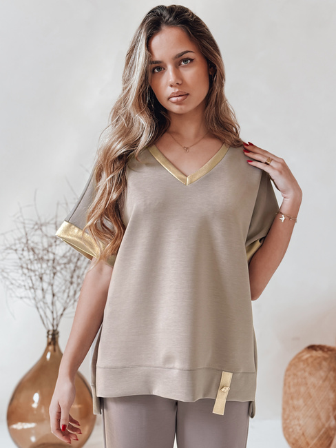Damenbluse in Übergröße SHINE LOVE mocha Dstreet RY2911