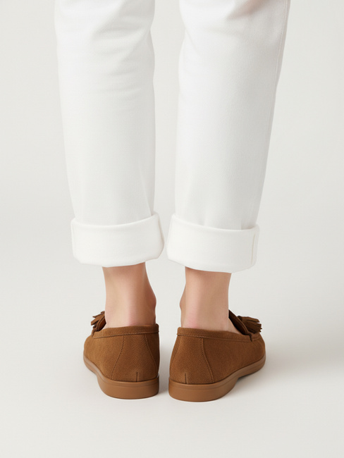 Damen Wildleder braun Mokassins Dstreet ZY1343