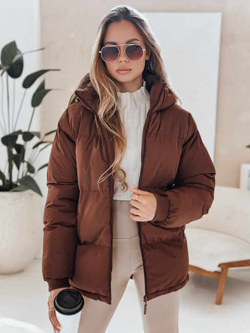 MISSFROST Damen Steppjacke mit Kapuze braun Dstreet TY4959