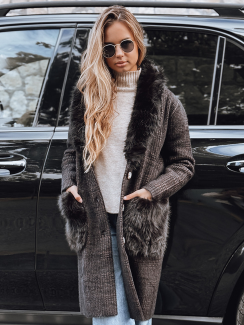 Damen Pelzmantel braun Dstreet TY5229