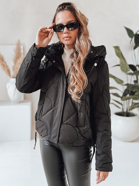 Damen Winterjacke LOVEWARM kurz gesteppt mit Kapuze schwarz Dstreet TY5039