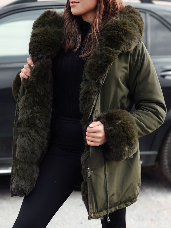 Damen Parka Jacke mit Fell CHARMFUR grün Dstreet TY4768