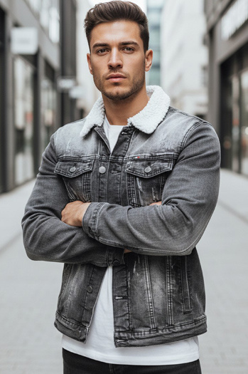 Isolierte Herren-Jeansjacke schwarz Dstreet TX4230z