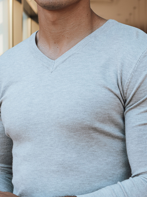 Hellgrauer Pullover mit Rundhalsausschnitt für Männer Dstreet WX2218