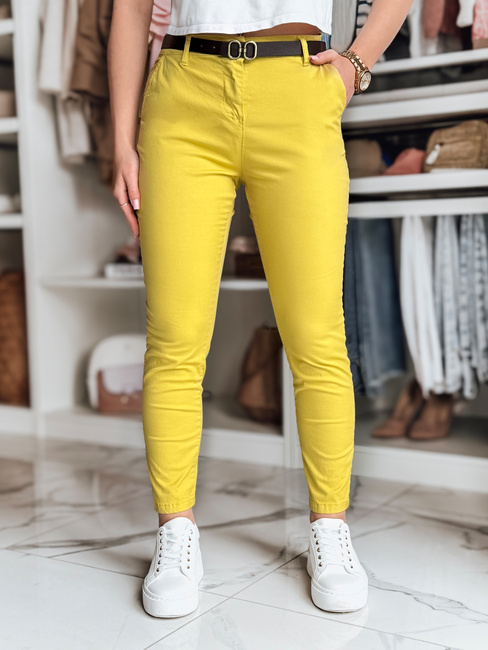 Damen Slim Fit Hose mit Gürtel LINESKA senf Dstreet UY2579