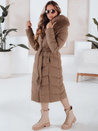 Damen Winter lange Steppjacke mit Pelz camel Dstreet TY5086