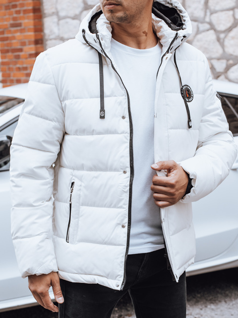 Herren Steppwinterjacke mit Kapuze weiß Dstreet TX5056