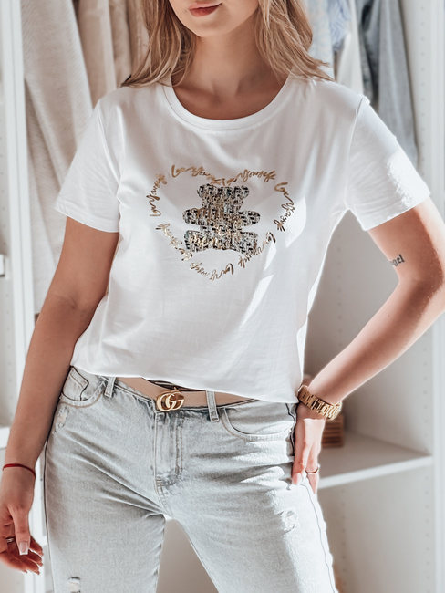 Damen-Teddybär T-Shirt TEDDYCAP weiß Dstreet RY2745